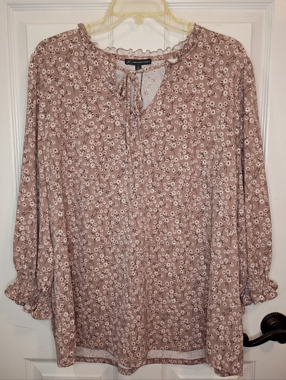 NWT Adrianna Papell Floral Taupe Blouse Size 1X